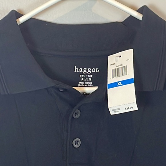 Haggar Caviar Black Short-Sleeve Polo Shirt Men’s Size XL - Picture 7 of 7